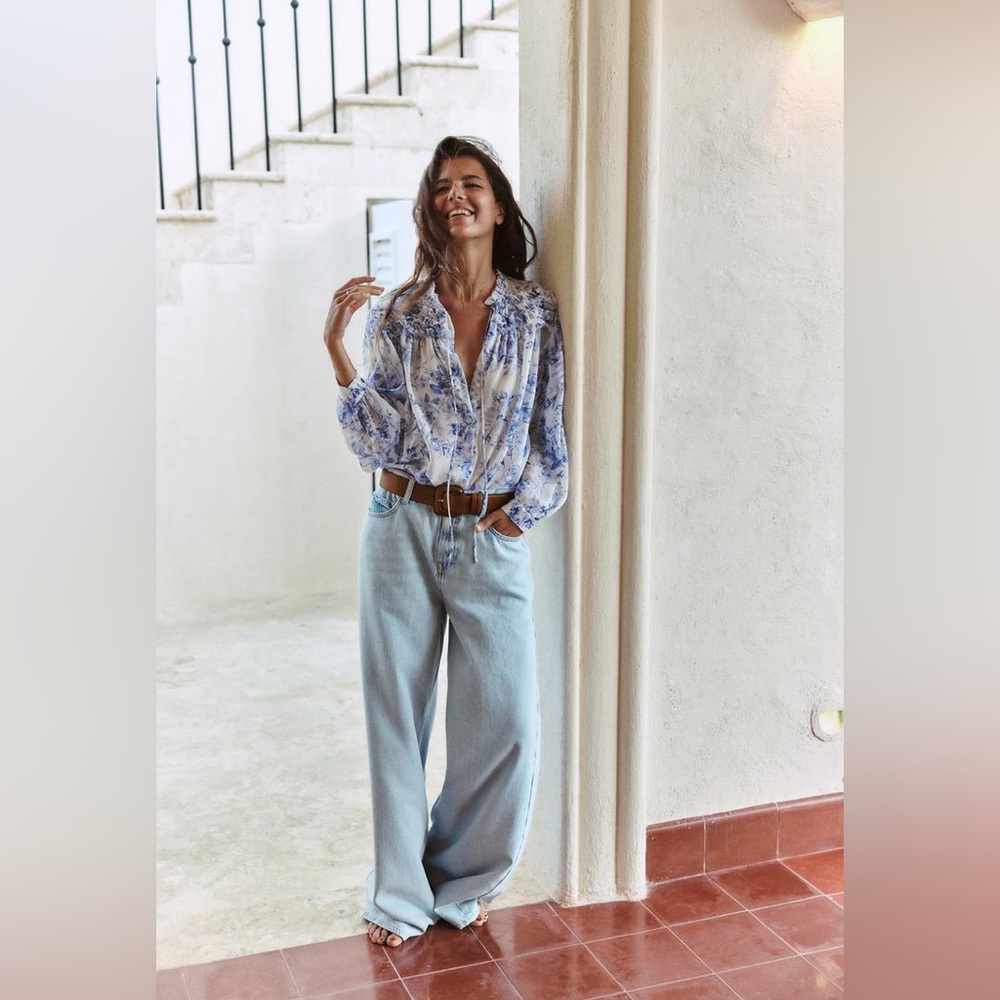 Zara Sky Blue Flare Jeans